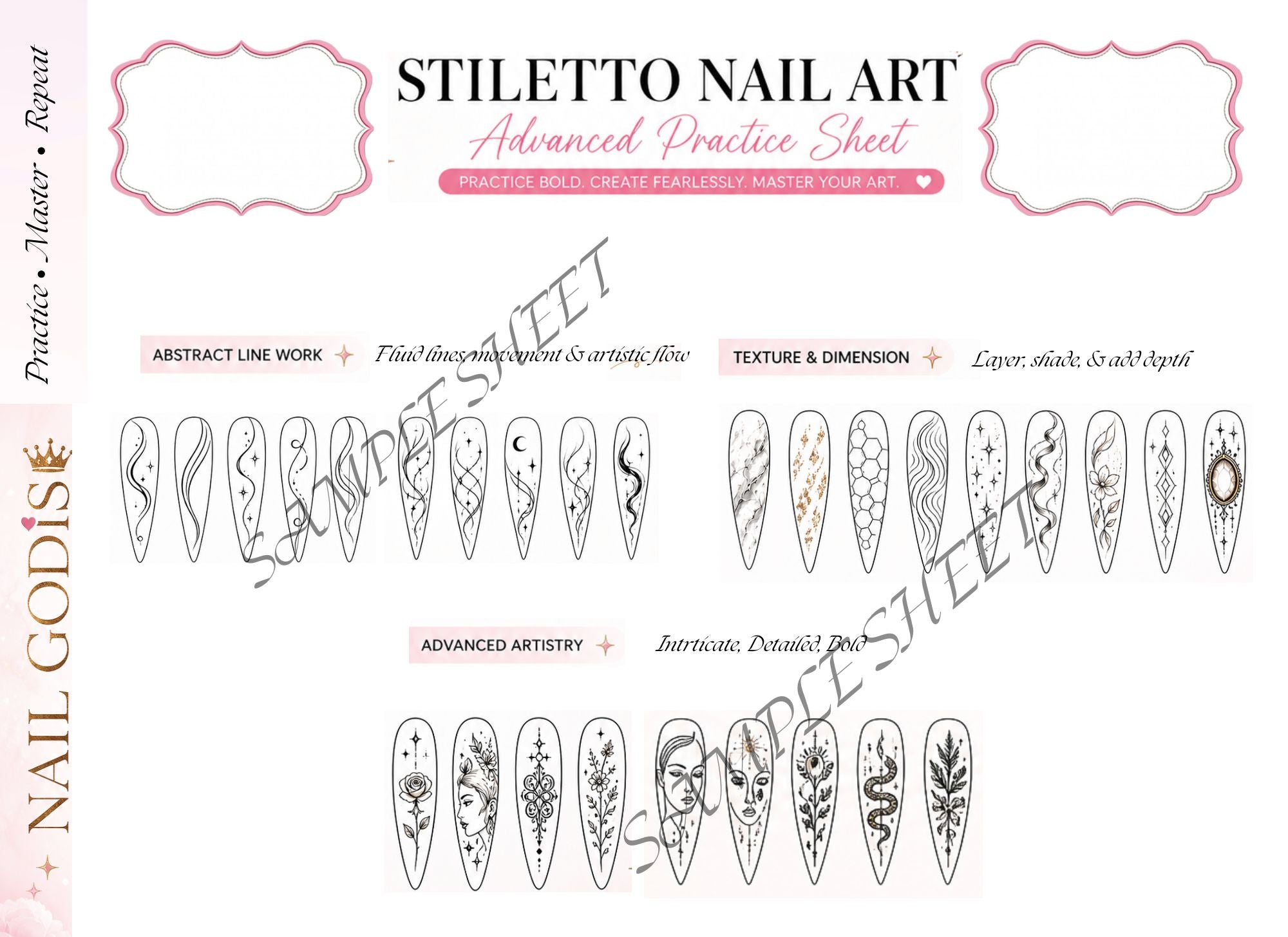 Nail Art Practice Sheet