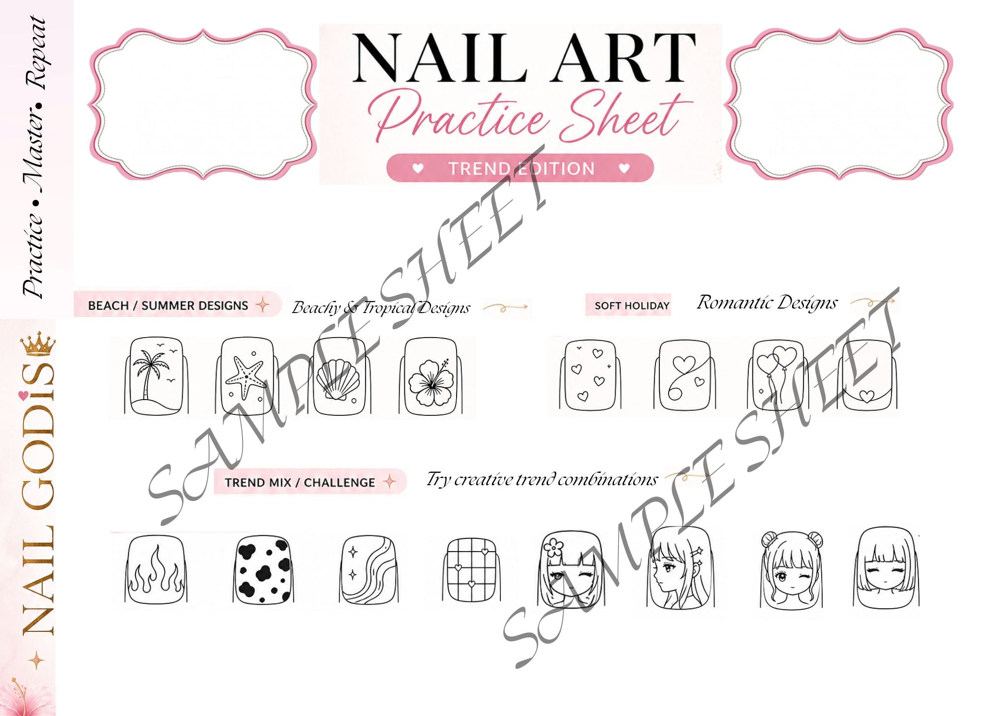 Nail Art Practice Sheet